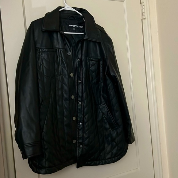 Karl Lagerfeld black faux leather jacketsize: M - web.rendeth15.com